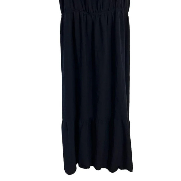 Ava & Viv Black Maxi Dress Size 3X Spaghetti Straps Waist Tie Casual Plain Basic - Picture 4 of 8